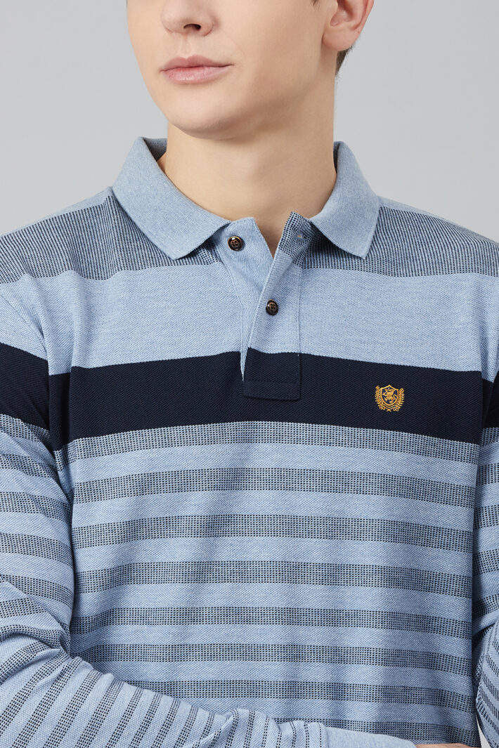 Fahrenheit Jacquard Knit With Engineered Stripe Polo