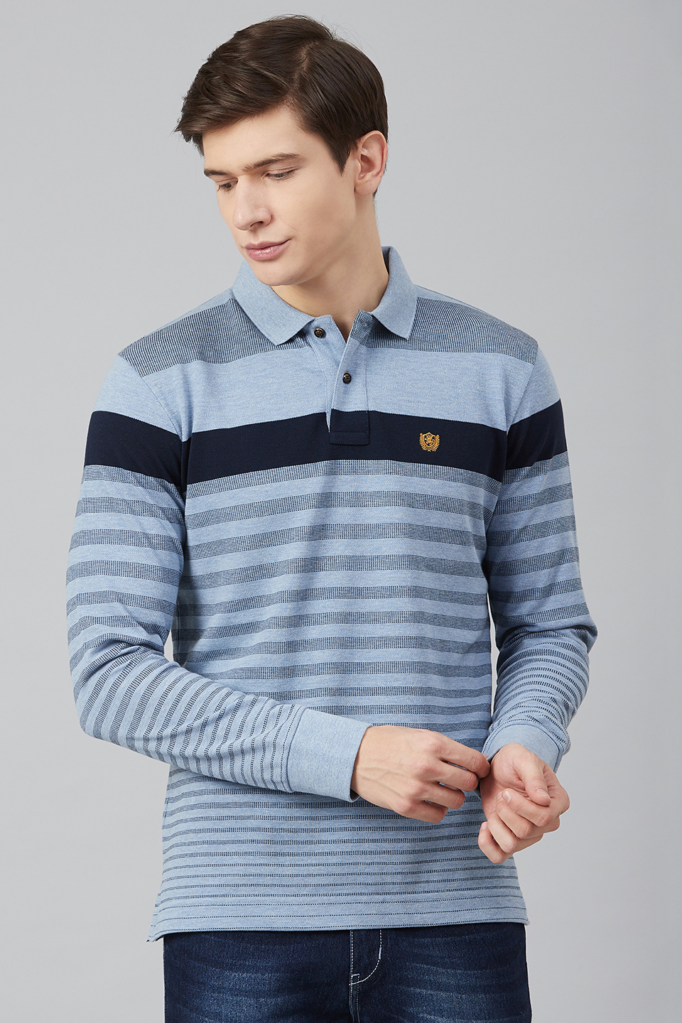 Jacquard Knit With Engineered Stripe Polo Fahrenheit