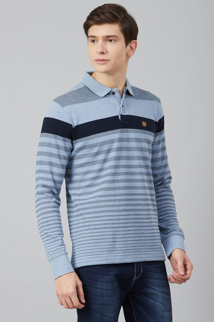 Fahrenheit Jacquard Knit With Engineered Stripe Polo