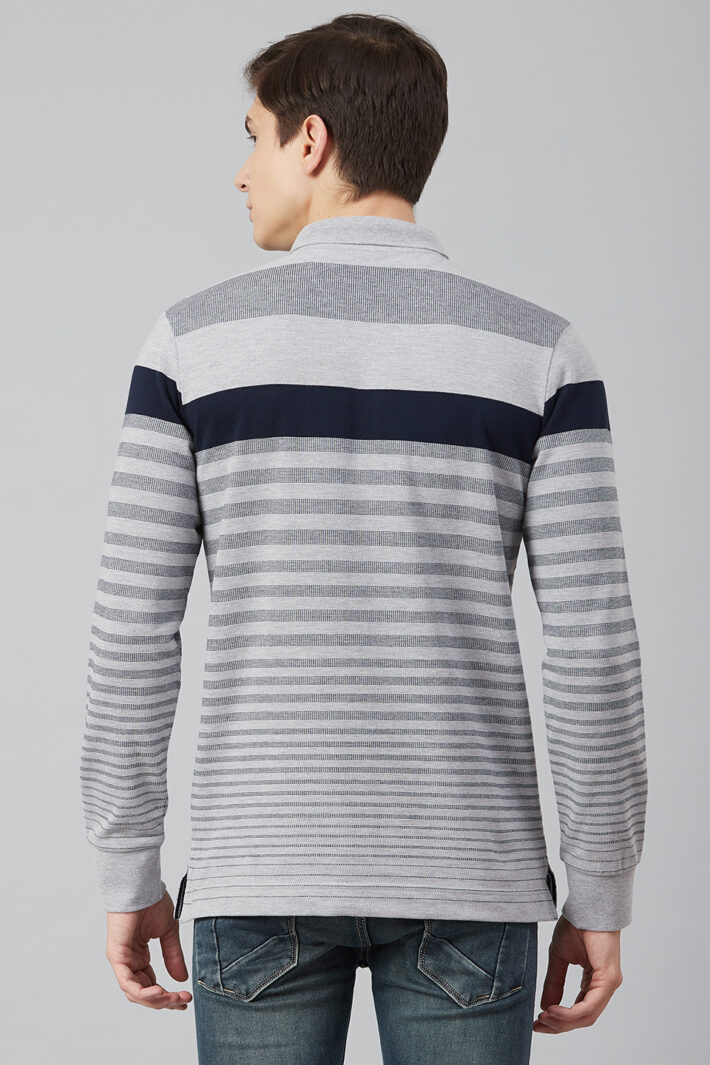 Fahrenheit Jacquard Knit With Engineered Stripe Polo