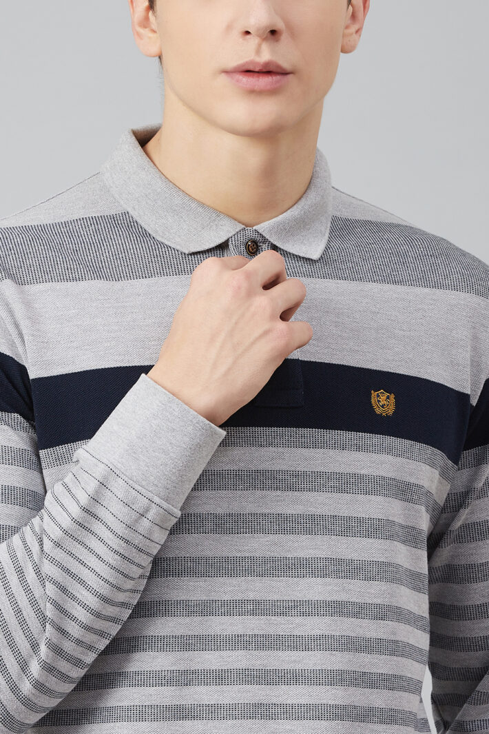 Fahrenheit Jacquard Knit With Engineered Stripe Polo