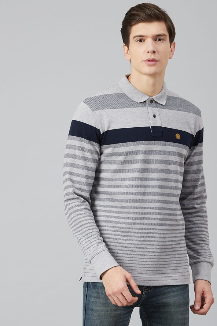 Fahrenheit Jacquard Knit With Engineered Stripe Polo