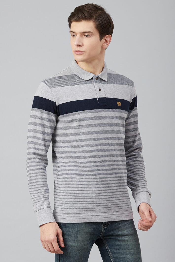 Fahrenheit Jacquard Knit With Engineered Stripe Polo