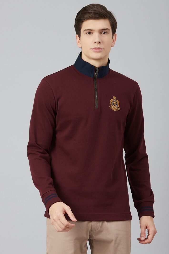 Fahrenheit Zip Neck Solid Rugby Polo