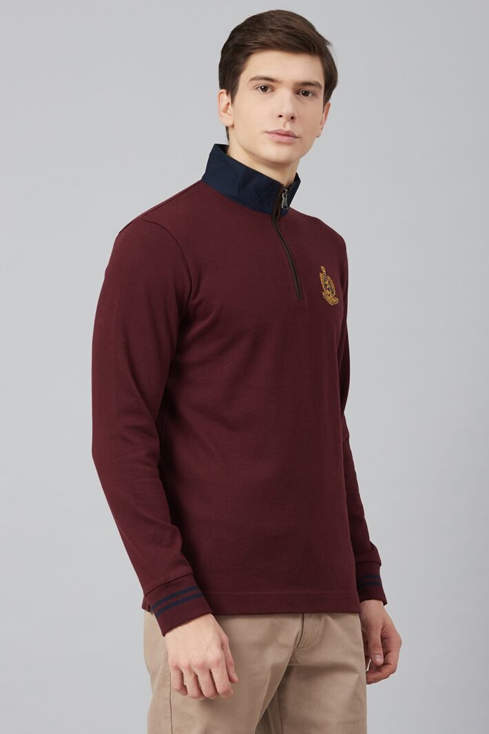 Fahrenheit Zip Neck Solid Rugby Polo