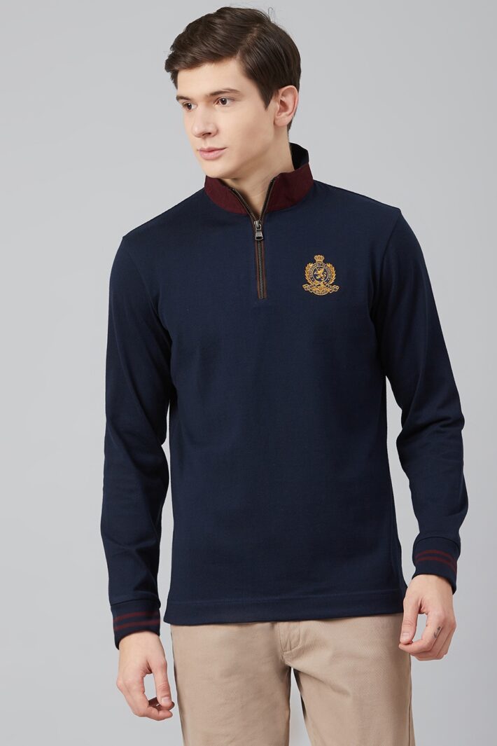 Fahrenheit Zip Neck Solid Rugby Polo