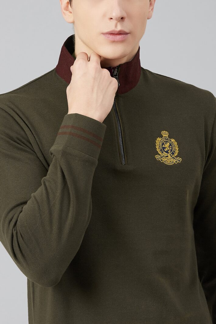 Fahrenheit Zip Neck Solid Rugby Polo