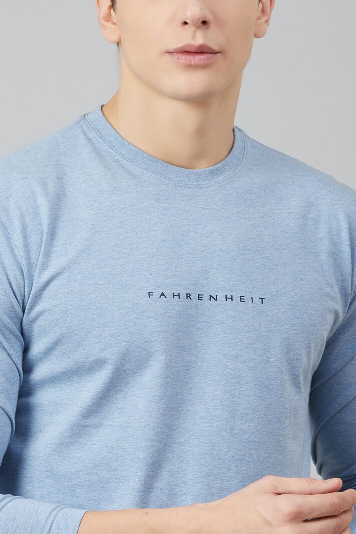 Fahrenheit Lycra Jersey Round Neck Light Blue