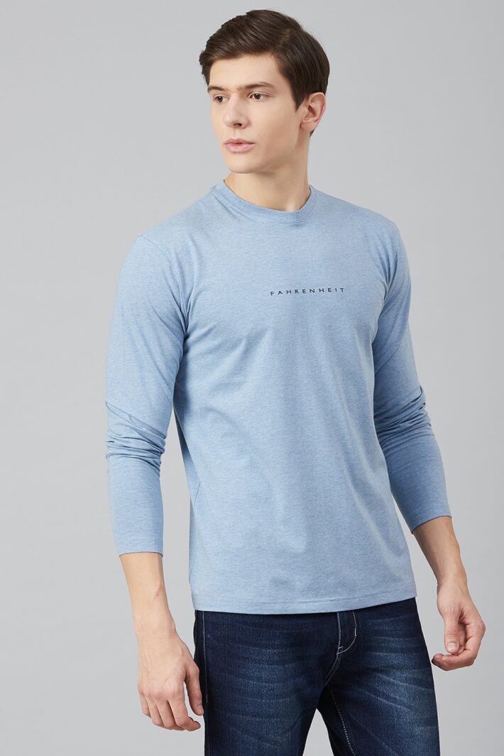 Fahrenheit Lycra Jersey Round Neck Light Blue