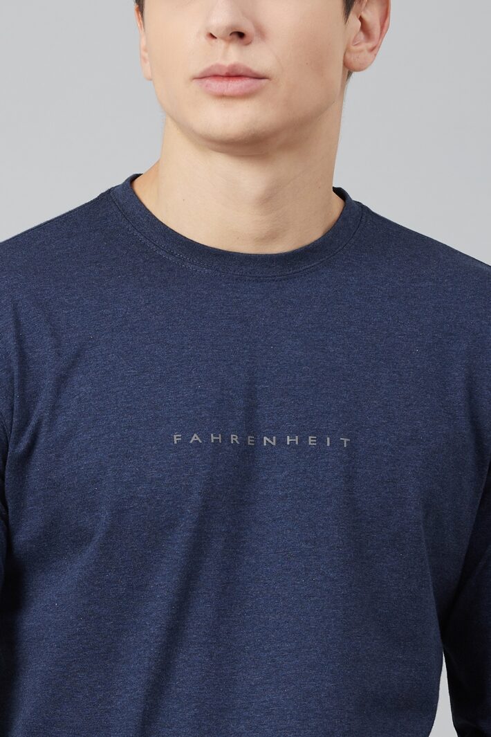 Fahrenheit Lycra Jersey Round Neck Navy Blue