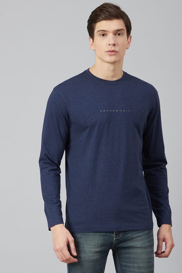 Fahrenheit Lycra Jersey Round Neck Navy Blue