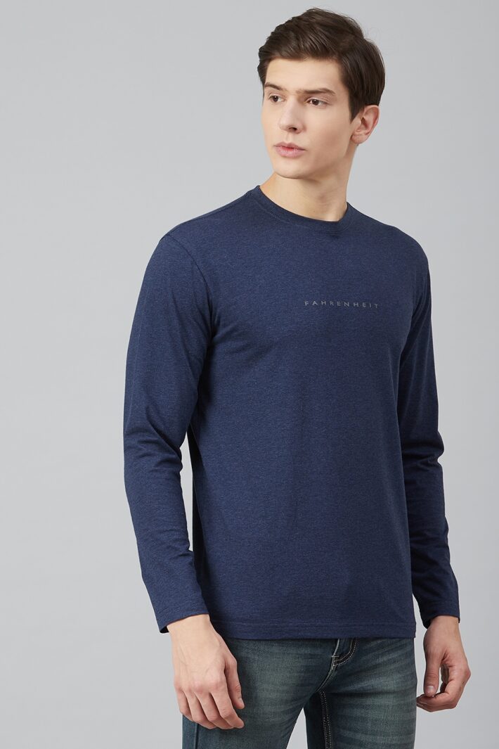 Fahrenheit Lycra Jersey Round Neck Navy Blue