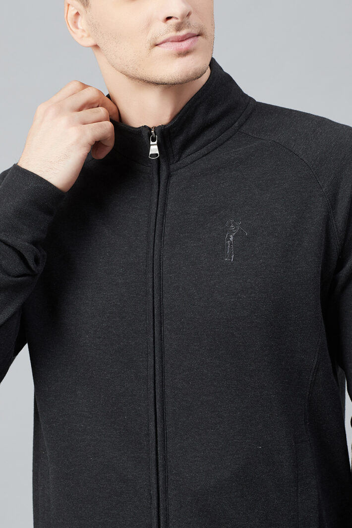 Fahrenheit Full Zip Lightweight Solid Sweatshirt Black