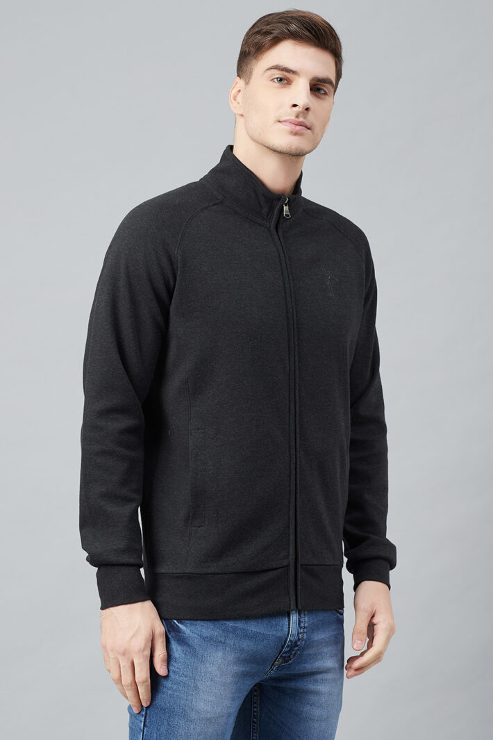 Fahrenheit Full Zip Lightweight Solid Sweatshirt Black