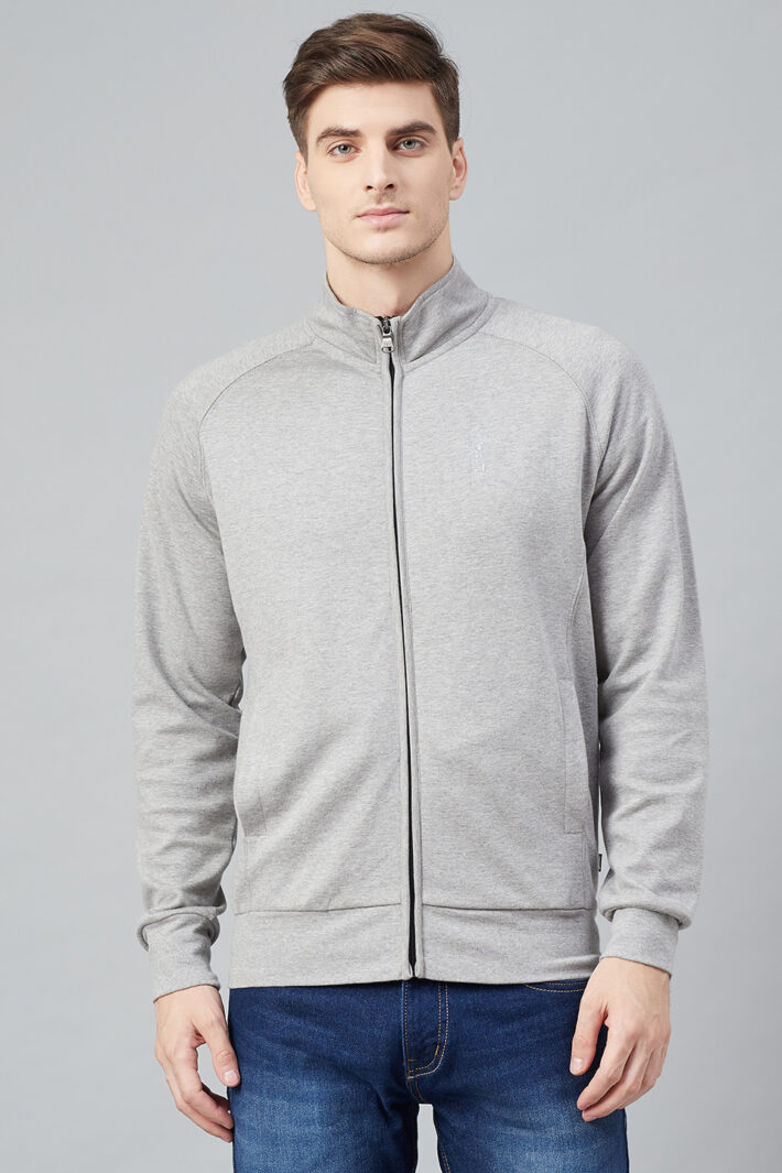 Fahrenheit Full Zip Lightweight Solid Sweatshirt Grey