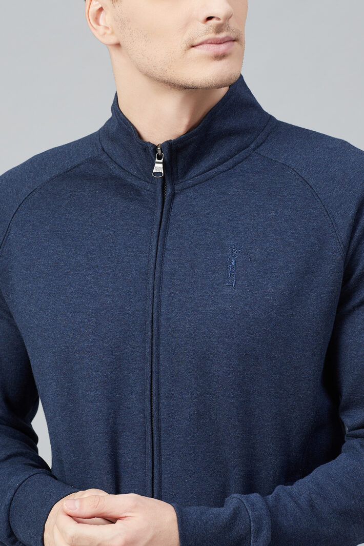 Fahrenheit Full Zip Lightweight Solid Sweatshirt Blue