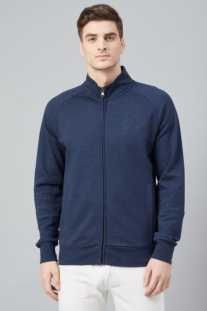 Fahrenheit Full Zip Lightweight Solid Sweatshirt Blue