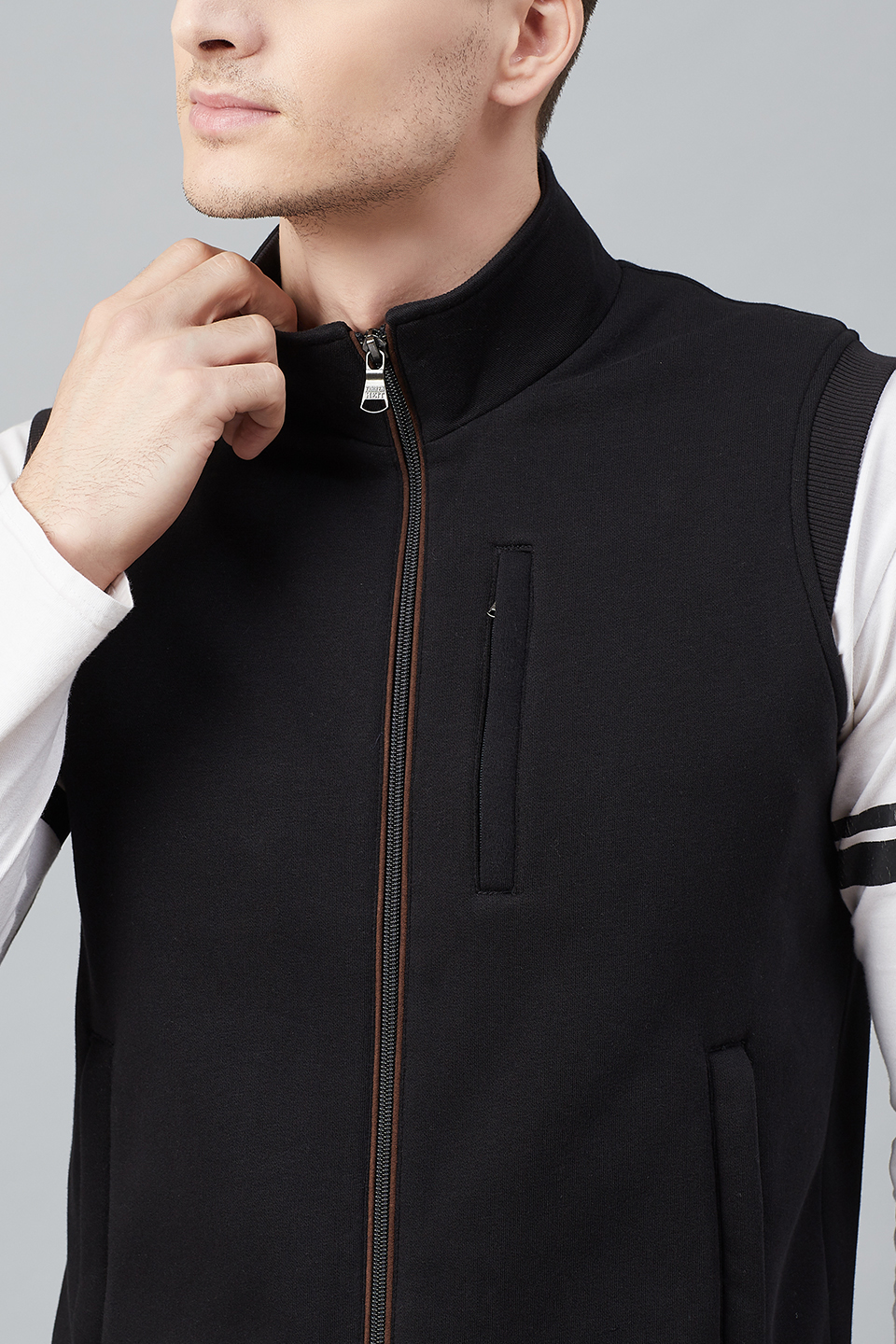 Mens black zip on sale up fleece jacket