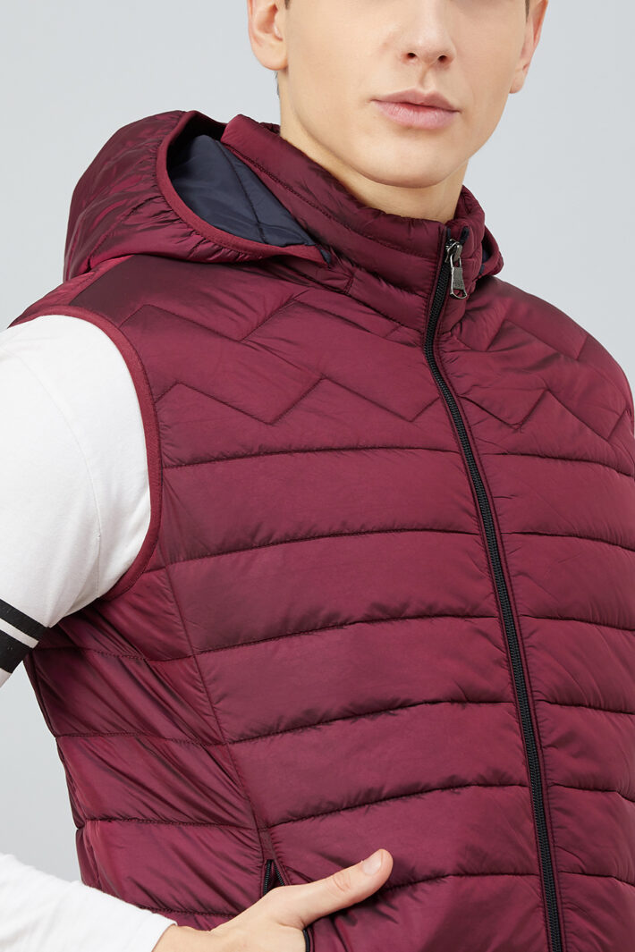 Fahrenheit Hooded Sleeveless Jacket Red