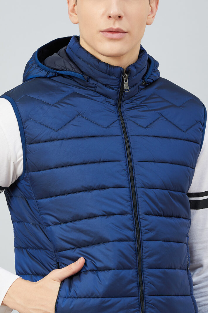 Fahrenheit Hooded Sleeveless Jacket Blue