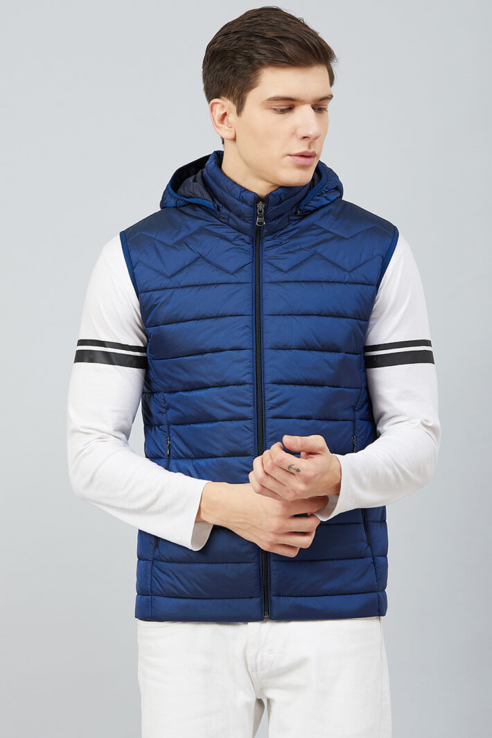 Fahrenheit Hooded Sleeveless Jacket Blue