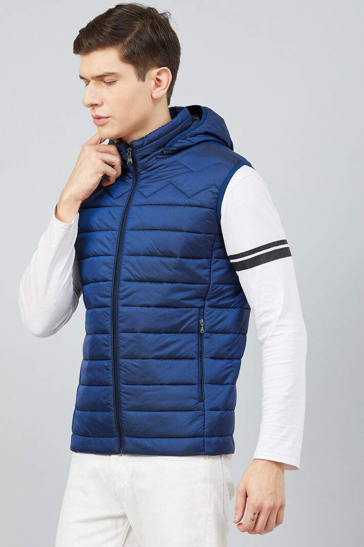 Fahrenheit Hooded Sleeveless Jacket Blue