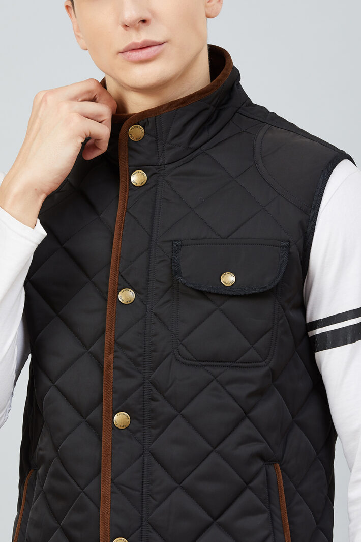 Quilted Sleeveless Jacket Black