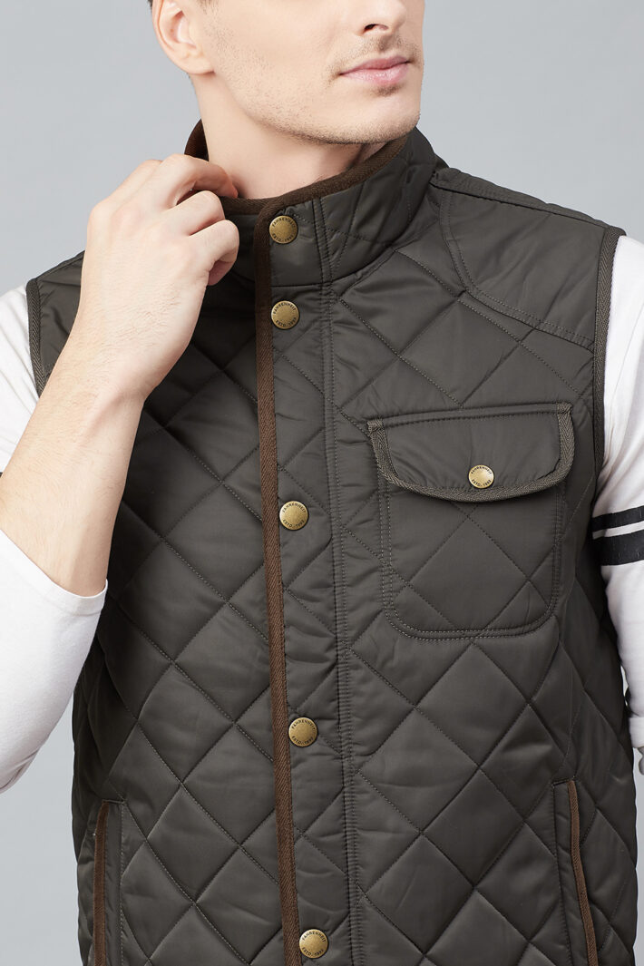 Fahrenheit Quilted Sleeveless Jacket Brown