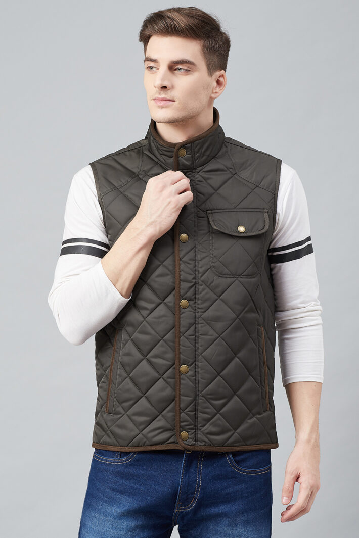 Fahrenheit Quilted Sleeveless Jacket Brown