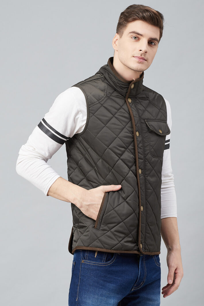 Fahrenheit Quilted Sleeveless Jacket Brown