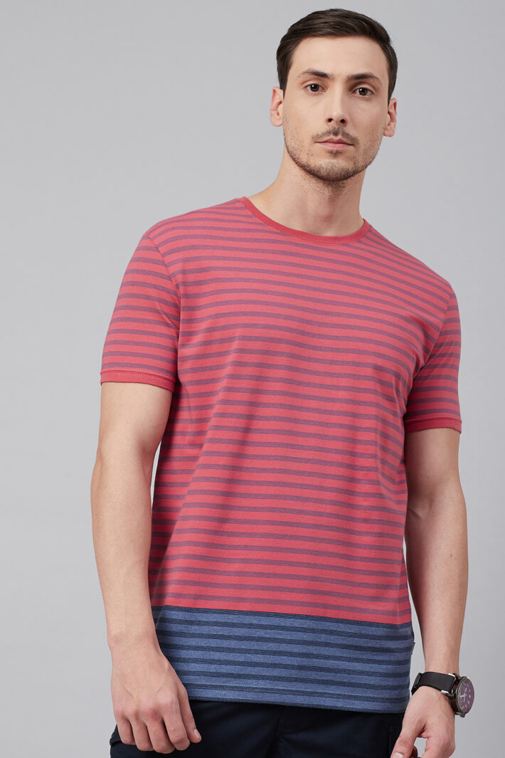 Fahrenheit Round Neck Colourblock Feeder Stripes