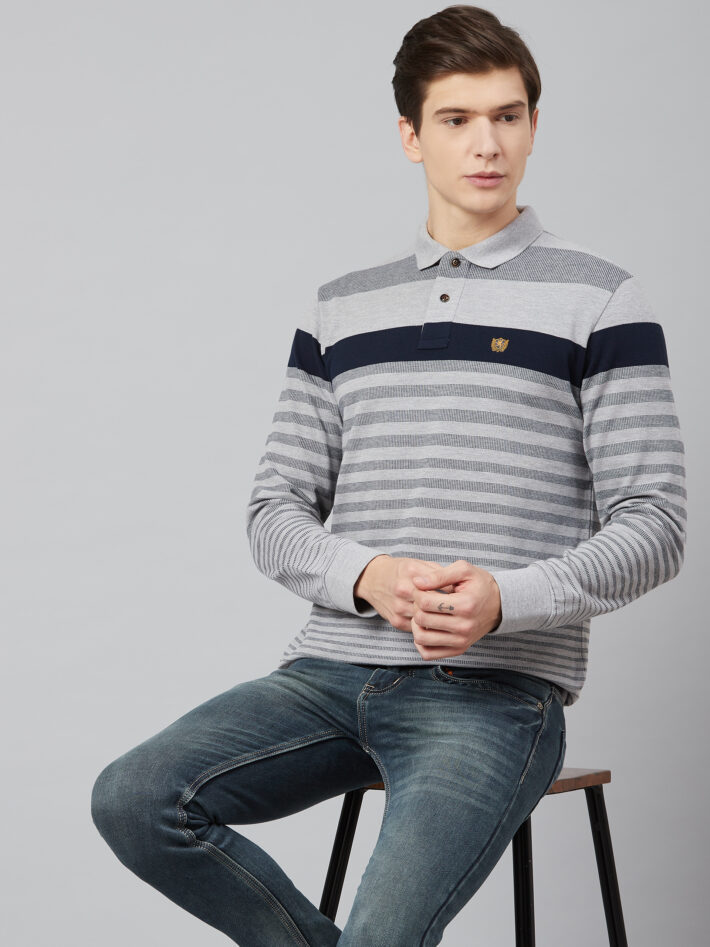 Fahrenheit Jacquard Knit With Engineered Stripe Polo