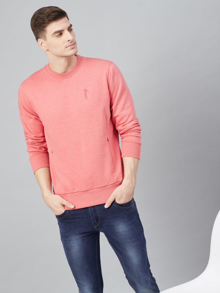 Fahrenheit Round Neck Fleece Sweatshirt Flamingo Pink