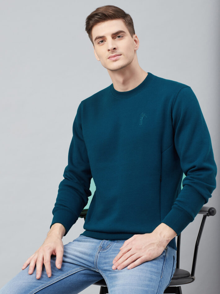 Fahrenheit Round Neck Fleece Sweatshirt Blue