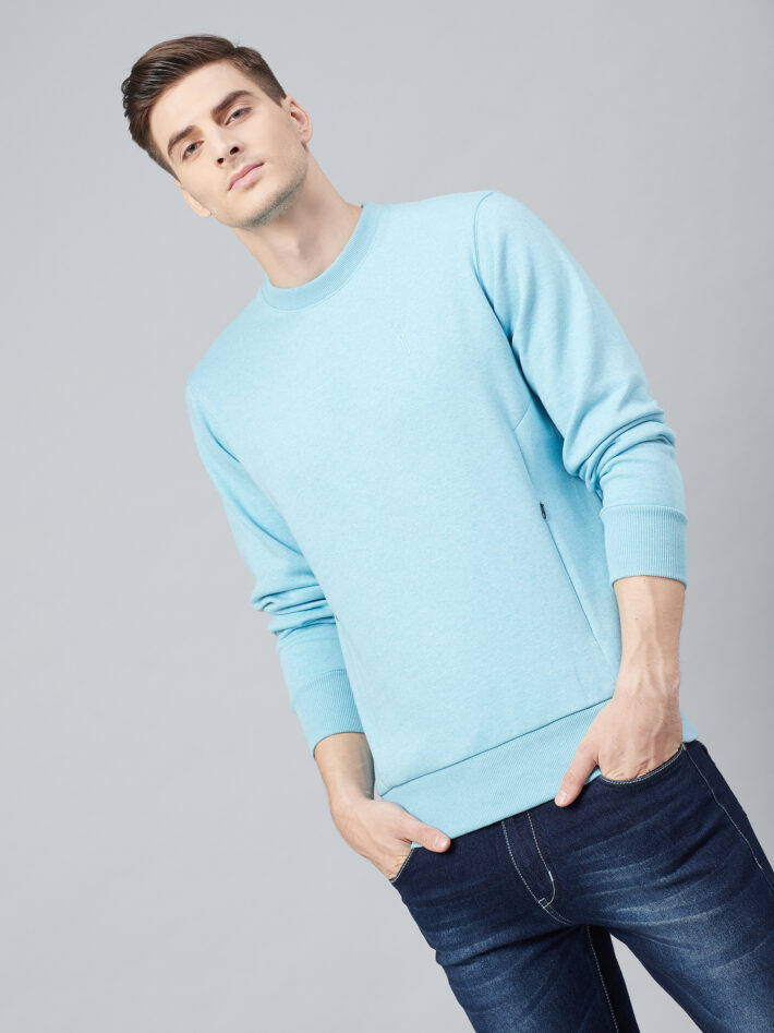 Fahrenheit Round Neck Fleece Sweatshirt Light Blue