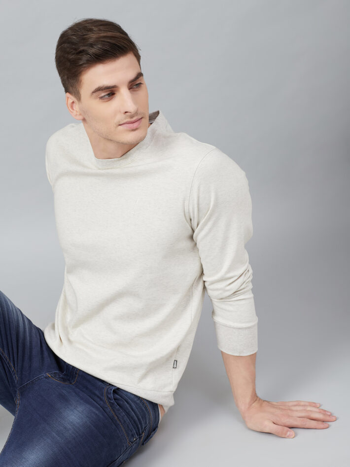 Fahrenheit Solid Round Neck Sweatshirt White