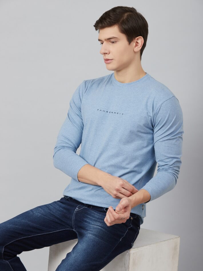 Fahrenheit Lycra Jersey Round Neck Light Blue