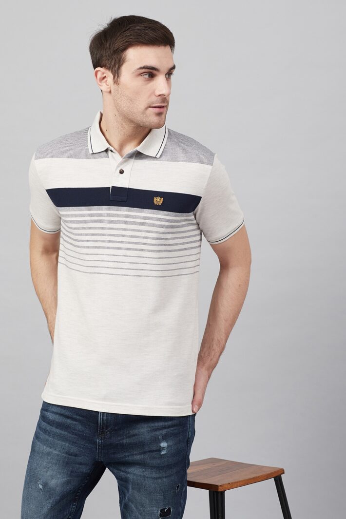 Fahrenheit Jacquard Knit With Engineered Stripe Polo