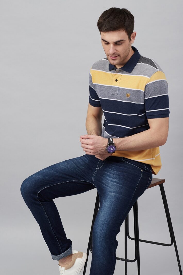 Fahrenheit Colourblock Stripes Polo Shirt