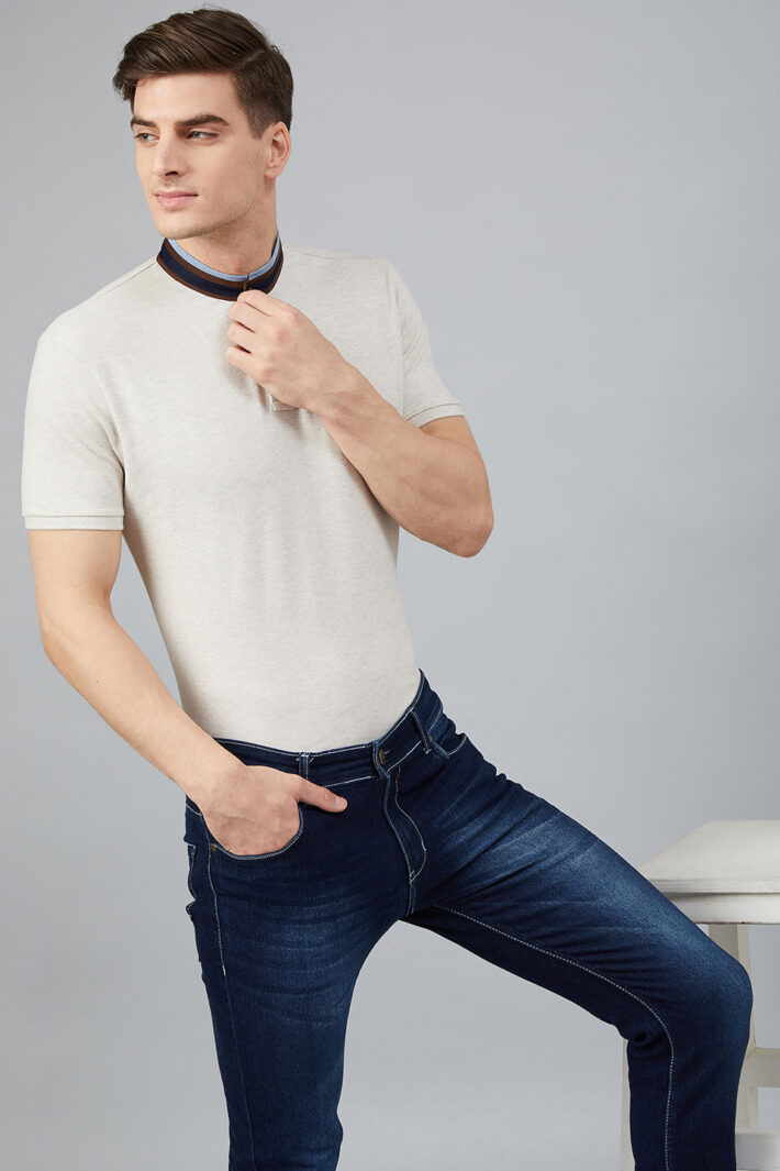 Fahrenheit Solid Stand-Up Collar Polo Shirt White