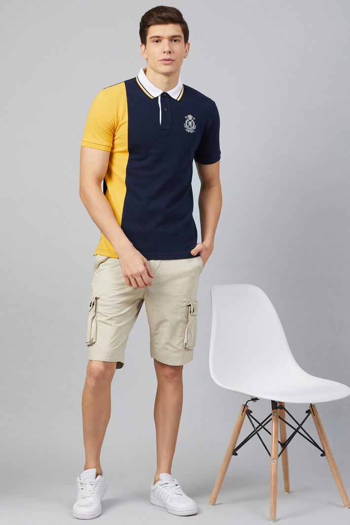 Fahrenheit Vertical Stripe Colourblock Polo Shirt