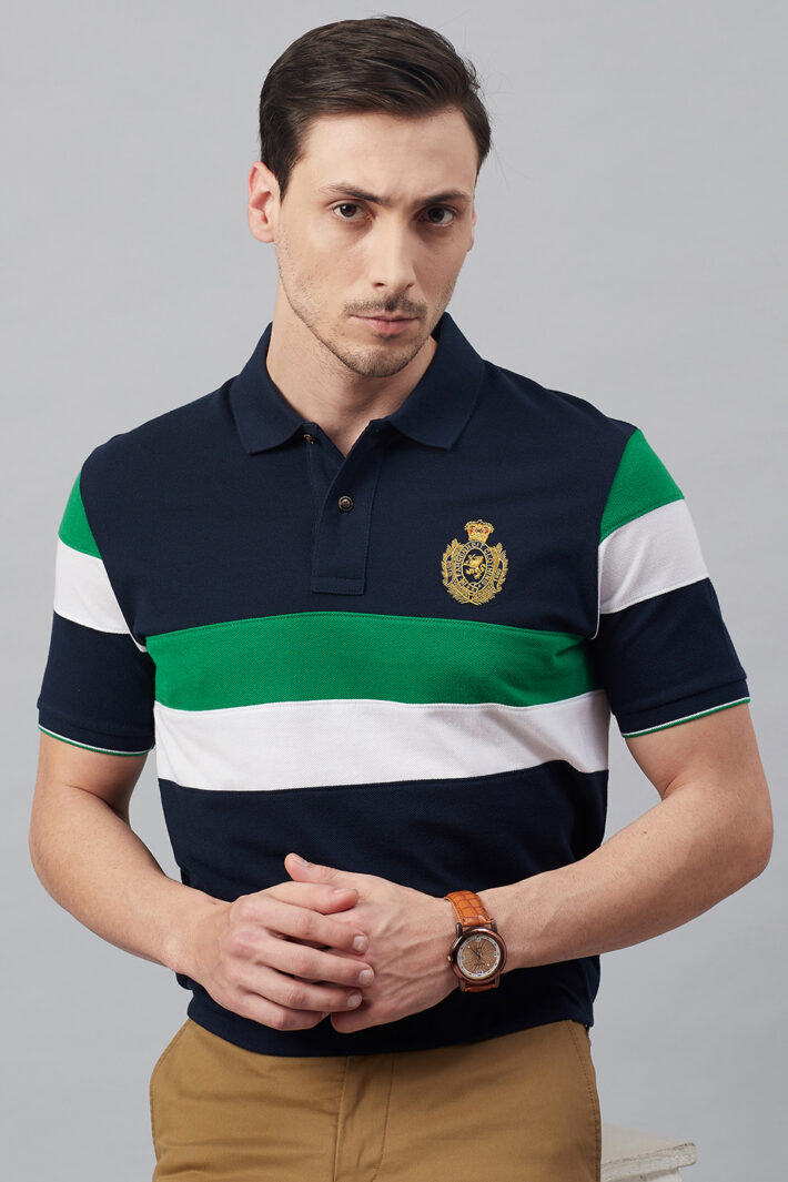 Fahrenheit Chest Stripe Colourblock Polo Shirt