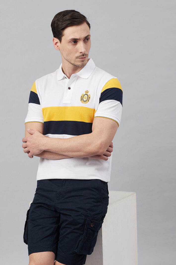 Fahrenheit Chest Stripe Colourblock Polo Shirt