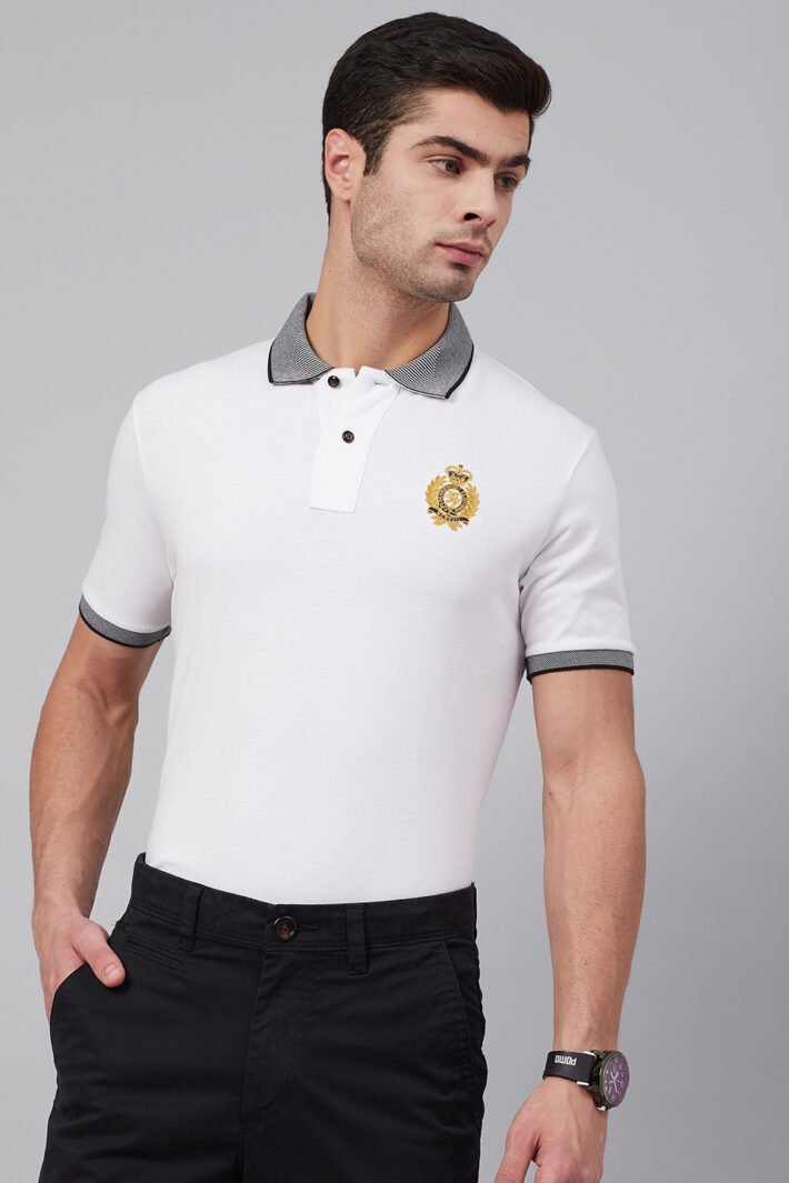 Fahrenheit Solid Polo With Jacquard Collar