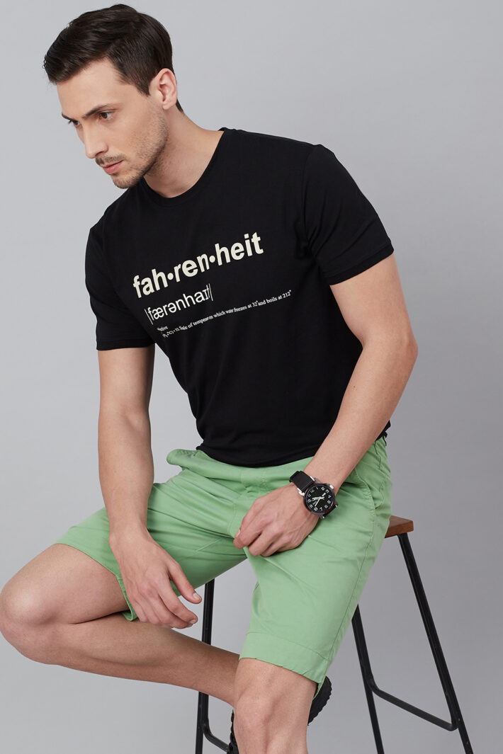 Fahrenheit Round Neck With Fahrenheit Print Black