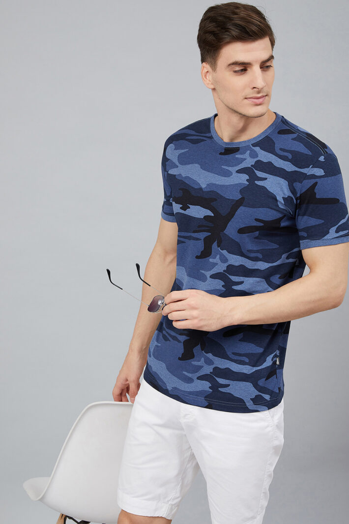 Fahrenheit Round Neck With Allover Camouflage Print