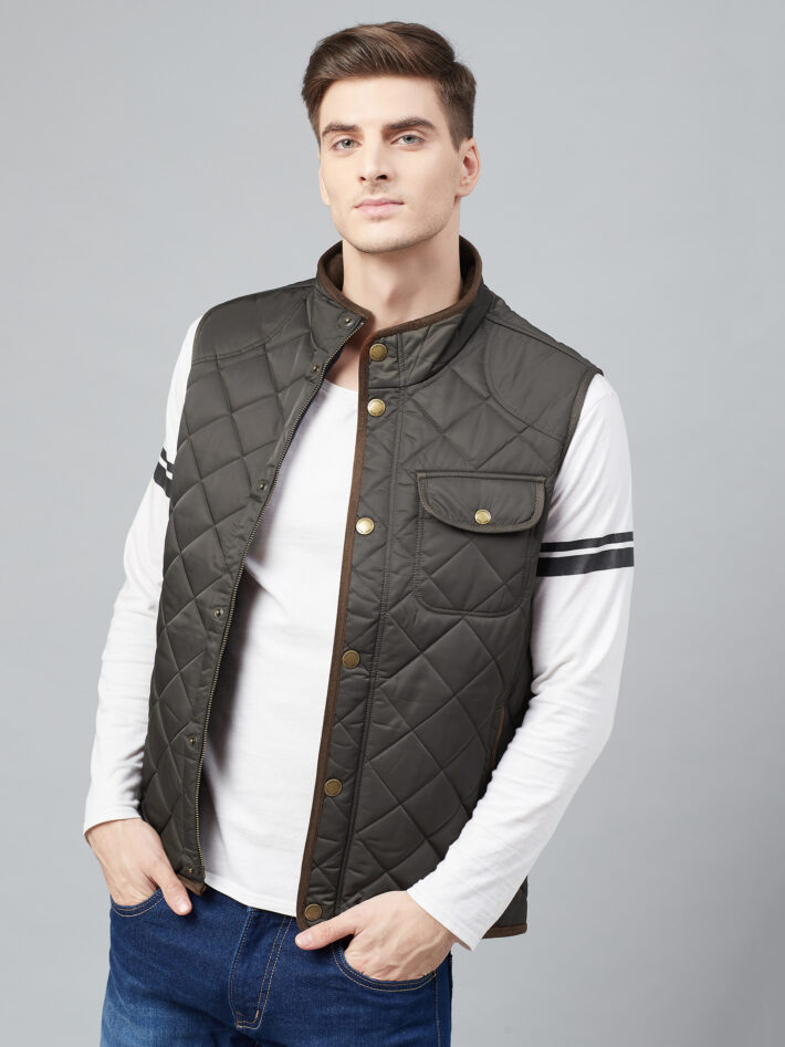 Fahrenheit Quilted Sleeveless Jacket Brown