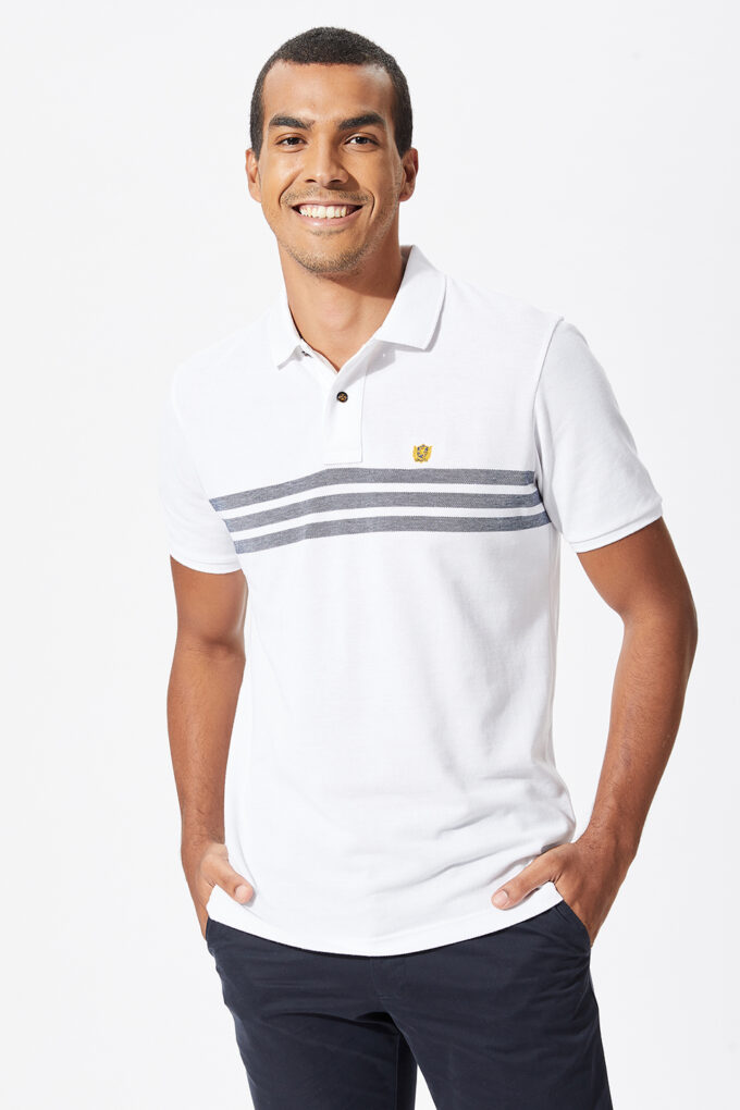 Chest Stripe Pique Polo - L