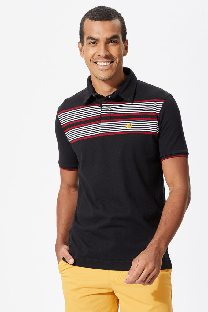 Chest Stripe Jersey Rugby Polo - L