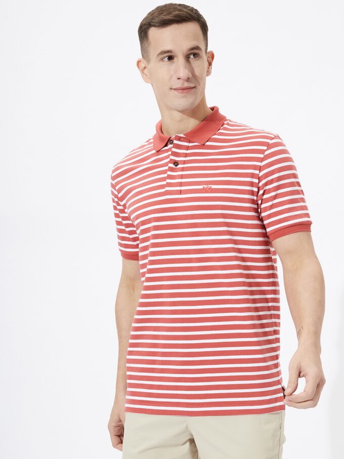 Striped Lycra Polo - M